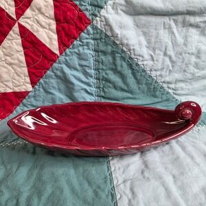 Franciscan Ware 214 Burgundy Red Leaf Bowl Ceramic Relish Dish Vintage Cali